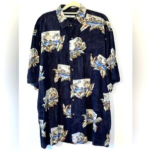 Moda Campia Moda Mens Hawaiian Button Down Short Sleeve Rayon Shirt Large